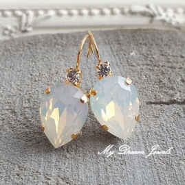 Oorbellen Druppel met Swarovski Helder Crystal & White Opal