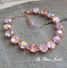 Armband Alison "  Sweet Crushed Pink & Violet " met o.a. Swarovski Crystal