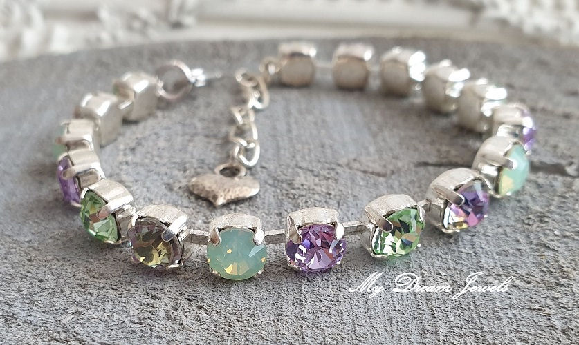 Armband " Violet & Green Opal" met Swarovski