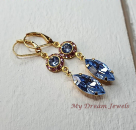 Oorhangers Vintage Swarovski Light Rose/Lt Sapphire