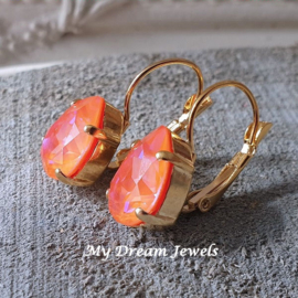 Oorbellen Belle met Swarovski "Crystal Glow Orange Delite "