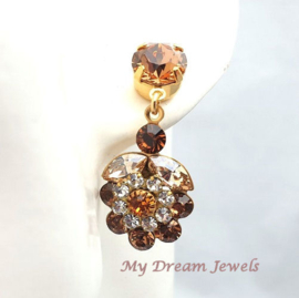 Oorstekers Vintage Topaz Flower met o.a Swarovski Crystal