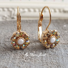 Oorbellen met Vintage Swarovski Flower Crystal AB