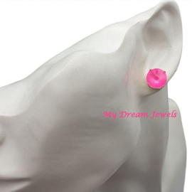 Oorbellen/Stekers Rivoli met  Swarovski " Crystal Electric Pink"