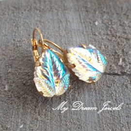Oorbellen Vintage Leaf  "Crystal AB"