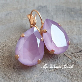 Oorbellen Sofia met Swarovski Druppel" Crystal Lilac"