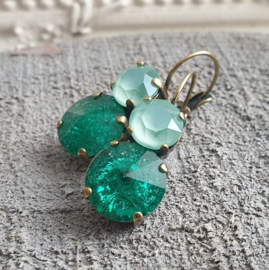 Oorbellen Crystal Mint & Crushed Emerald met o.a. Swarovski Crystal