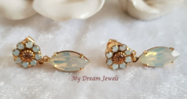 Oorstekers Swarovski Vintage Flower White Opal/Light Peach