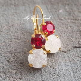 Oorbellen Lara " Red Crystal Ice " met o.a. Swarovski Crystal