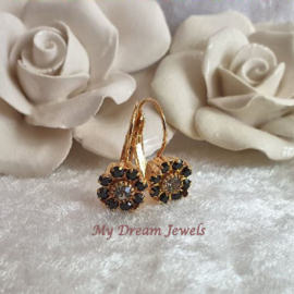 Oorbellen met Vintage Swarovski Flower Black