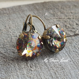 Oorbellen Rivoli met Swarovski Crystal Peacock Eye