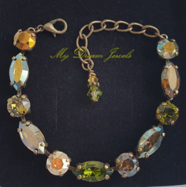 Armband  Amy " Fall Iridescent Olivine" met Swarovski Crystal