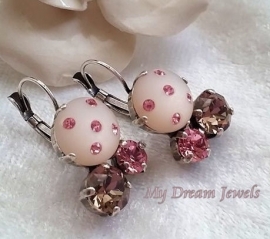 Oorbellen met Swarovski Light Rose & Greige