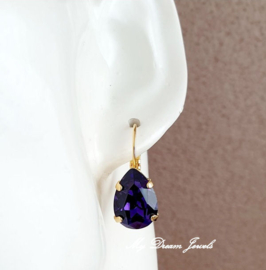 Oorbellen Belle met Swarovski Druppel "Purple Velvet"