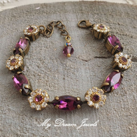Armband  Amy  " Amethyst Flower " met Swarovski Crystal