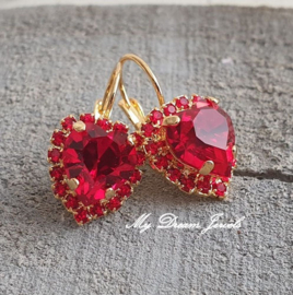 Luxe Oorbellen met Swarovski Hart Light Siam