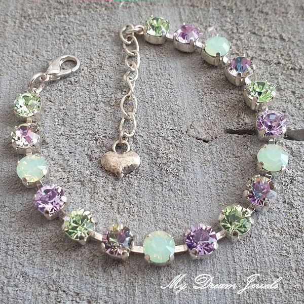 Armband " Violet & Green Opal" met Swarovski