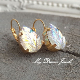 Oorbellen Vintage Leaf  "Crystal AB"