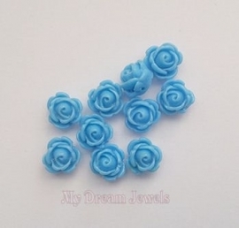 Roosjes Kralen Turquoise Blauw 9mm / 5st