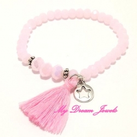 Armbandje Facetkralen Light Pink Star