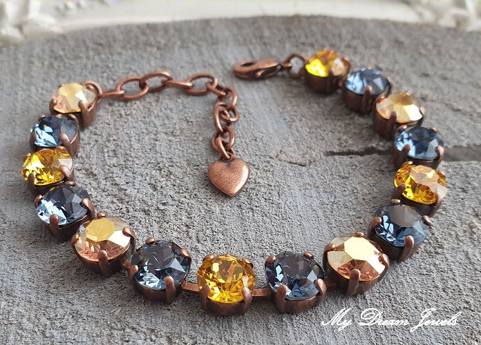 Armband Alison "Denim Gold Sunshine" met Swarovski Crystal