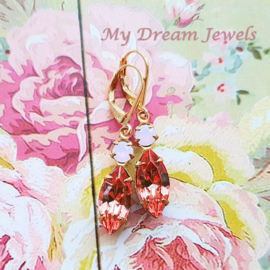 Oorhangers Vintage Swarovski Peach