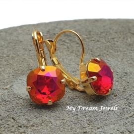 Oorbellen Square met Swarovski Light Siam Astral Pink