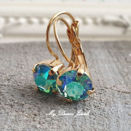 Oorbellen Alison met Swarovski  "Light Turquoise Glow "