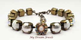 Armband Vintage Swarovski Flower Crystal AB/White