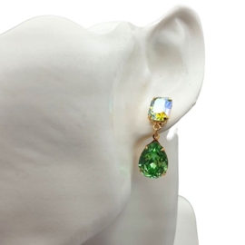 Oorstekers Envy " Vintage Twinkle Peridot " met Swarovski Crystal