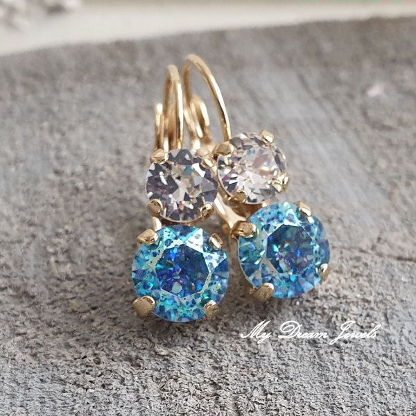 Oorbellen Lara met Swarovski " Twinkle Aqua "