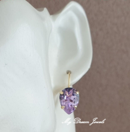 Oorbellen Becca met Swarovski Druppel "Violet"