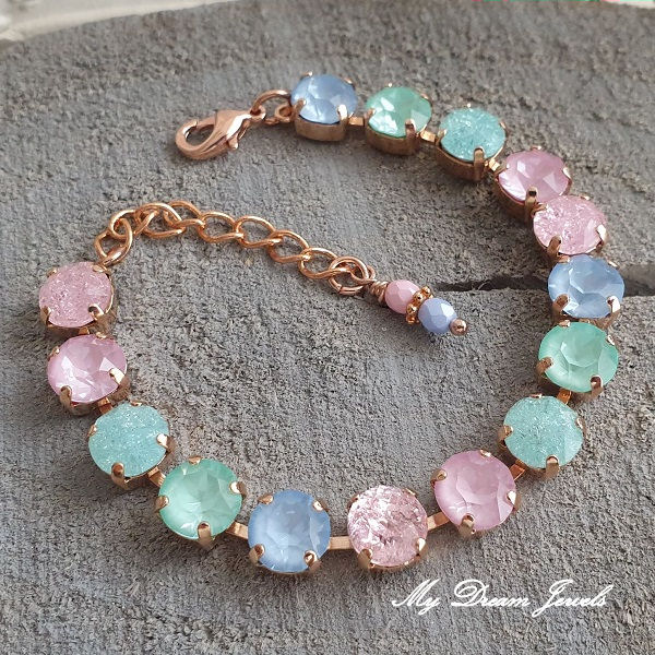 Armband Alison "Pastel Crushed Ice" met o.a. Swarovski Crystal