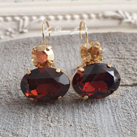 Oorbellen Elisa met Swarovski  "Crystal Golden Shine & Mocca"