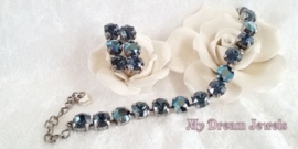 Oorstekers triple Midnight Blue met Swarovski Crystal
