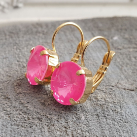 Oorbellen/Stekers Rivoli met  Swarovski " Crystal Electric Pink"