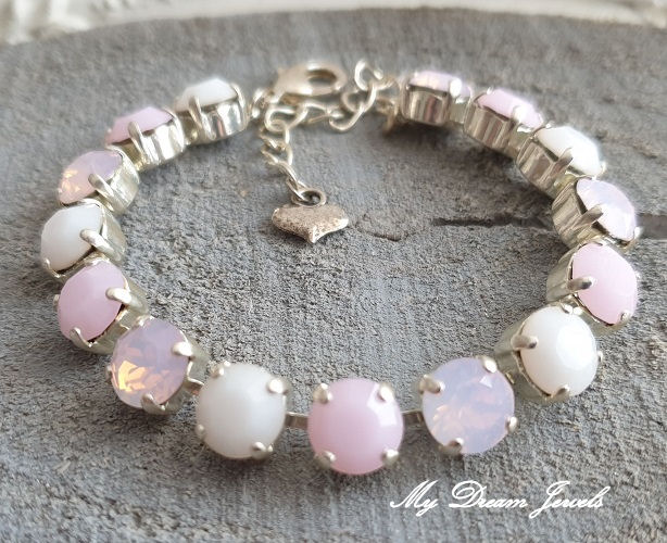 Armband Alison "Soft Pink & White" met Swarovski Crystal