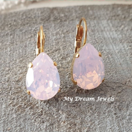 Oorbellen Belle verguld met Swarovski druppel "Rose Water Opal"