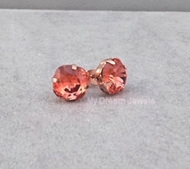 Oorstekers of een Ketting Square Rose Gold met Swarovski  Padparadscha