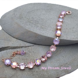 Armband Alison "  Sweet Crushed Pink & Violet " met o.a. Swarovski Crystal