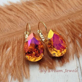Oorbellen Sofia met Swarovski Druppel " Crystal Astral Pink "