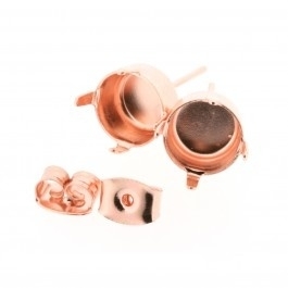 Oorstekers met oog Donker Rose Goldkleurig voor Swarovski puntsteen SS39