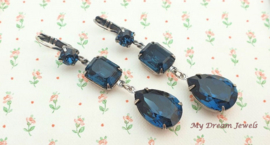 Oorhangers Vintage Swarovski Montana Blue