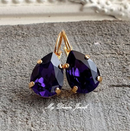 Oorbellen Belle met Swarovski Druppel "Purple Velvet"