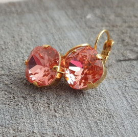 Oorbellen Square met Swarovski Rose Peach