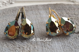 Oorbellen Belle met Swarovski Druppel "Crystal Iridescent Green"