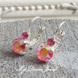 Oorbellen Fem met Swarovski "Rose & Crystal Coral Glow "