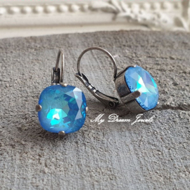 Oorbellen Square met Swarovski  Ultra Blue