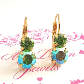 Oorbellen Lara met Swarovski  "Summer Green"
