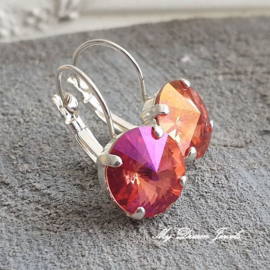 Oorbellen Rivoli met  Swarovski " Rose Brandy"